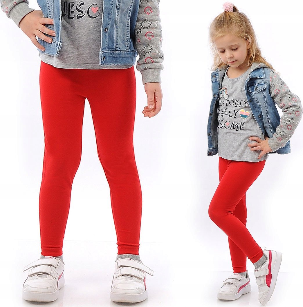 Legginsy dziecięce długie bawełniane klasyczne Czerwone 98