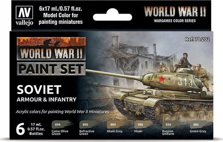 Vallejo Vallejo: 70.202 - Model Color - WWII Soviet Armour & Infantry (6 x 18 ml)