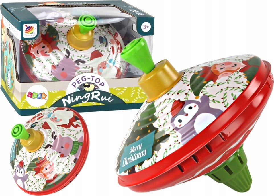 LeanToys Bączek Metalowy Wirujący Święty Mikołaj Zabawka Tradycyjny