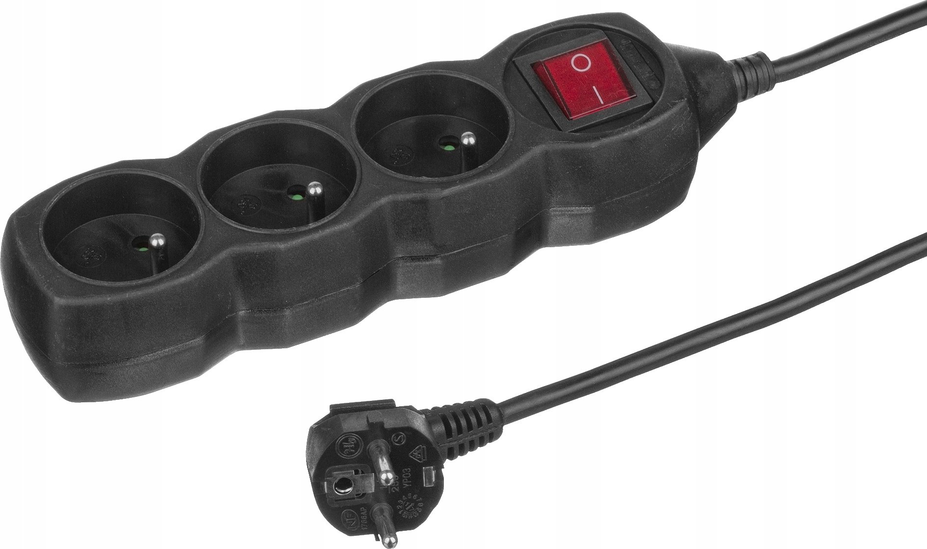 Przedłużacz 3-gniazdowy, 1,5m grafit, z wyłącznikiem, 3x1,0mm OWY 24345