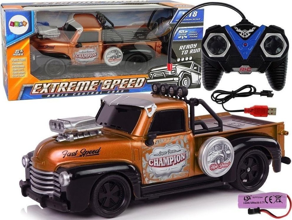 LeanToys Auto zdalnie sterowane 1:18 brązowe Pick-up