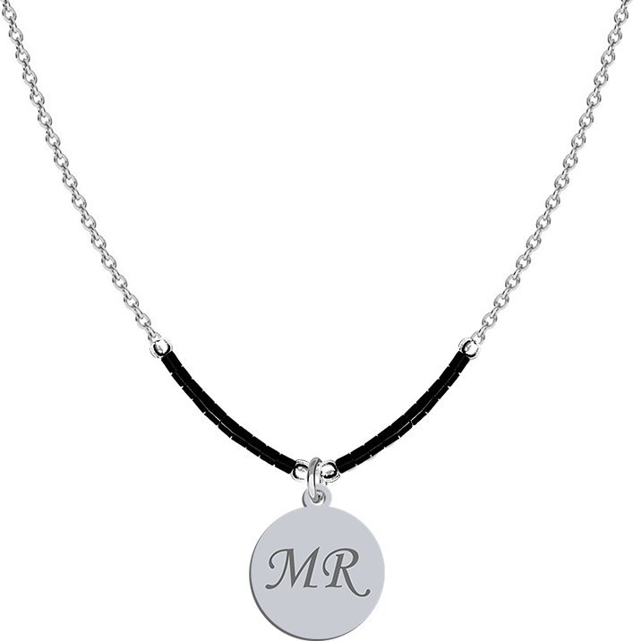 Radziszewska Jewellery Naszyjnik Srebrny z Inicjałami i koralikami