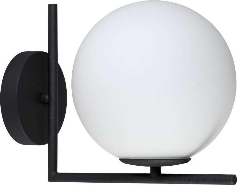 Kinkiet Mdeco Ścienna LAMPA szklana CONDI MBM-7475/1 BL MDECO loftowa OPRAWA kinkiet kula ball czarna biała