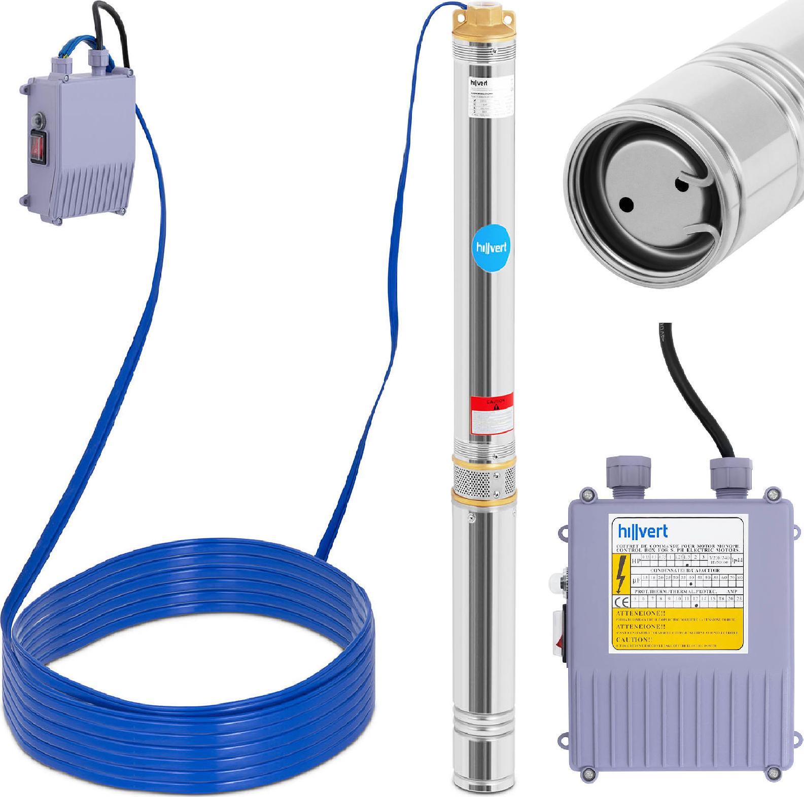 Hillvert Pompa głębinowa do studni głębinowej ze stali nierdzewnej 6000 l/godz. do 101 m Pompa głębinowa do studni głębinowej ze stali nierdzewnej 600