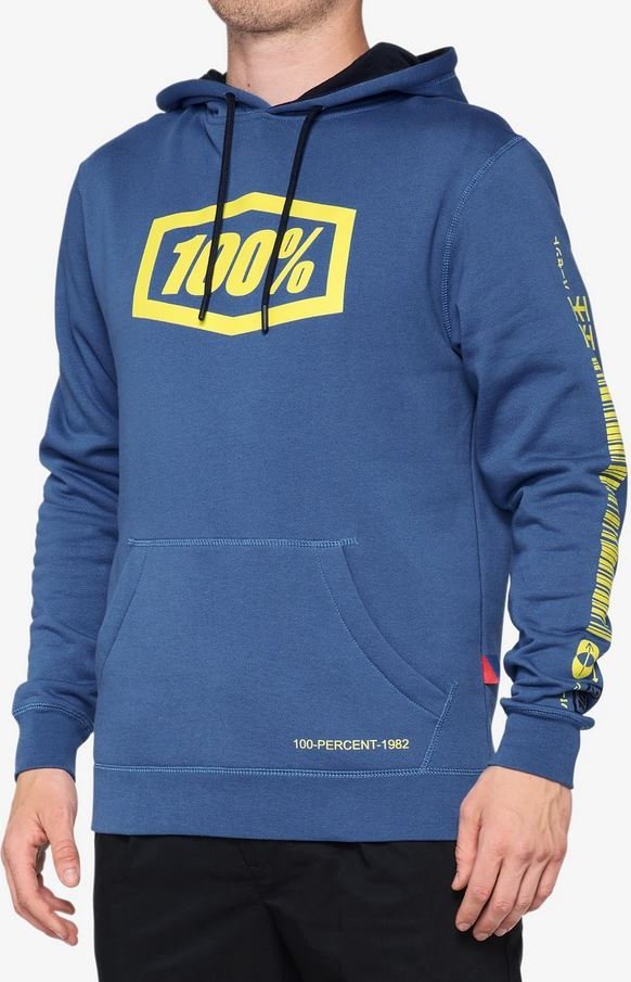 100% Bluza męska 100% BURST Hooded Pullover Sweatshirt Federal Blue roz. M (NEW)