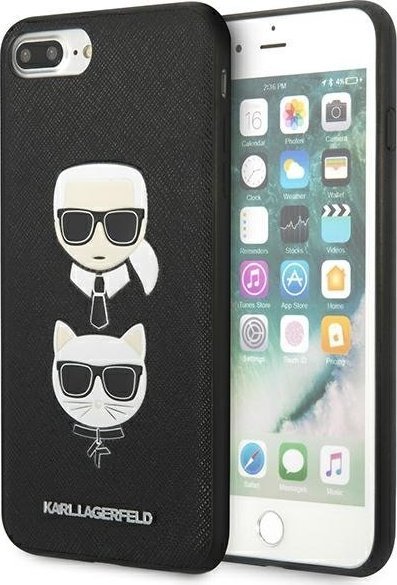 Karl Lagerfeld Etui KLHCI8LSAKICKCBK Apple iPhone 8/7 Plus czarny/black hardcase Saffiano Ikonik Karl&Choupette Head