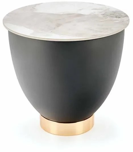 Stolik kawowy CECILIA S 48x48 biały marmur/szara HALMAR