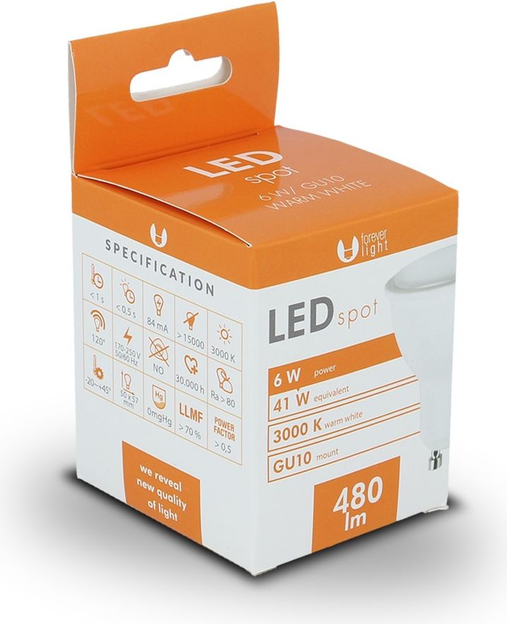 Forever Light Żarówka LED GU10 6W 230V 3000K - 97359