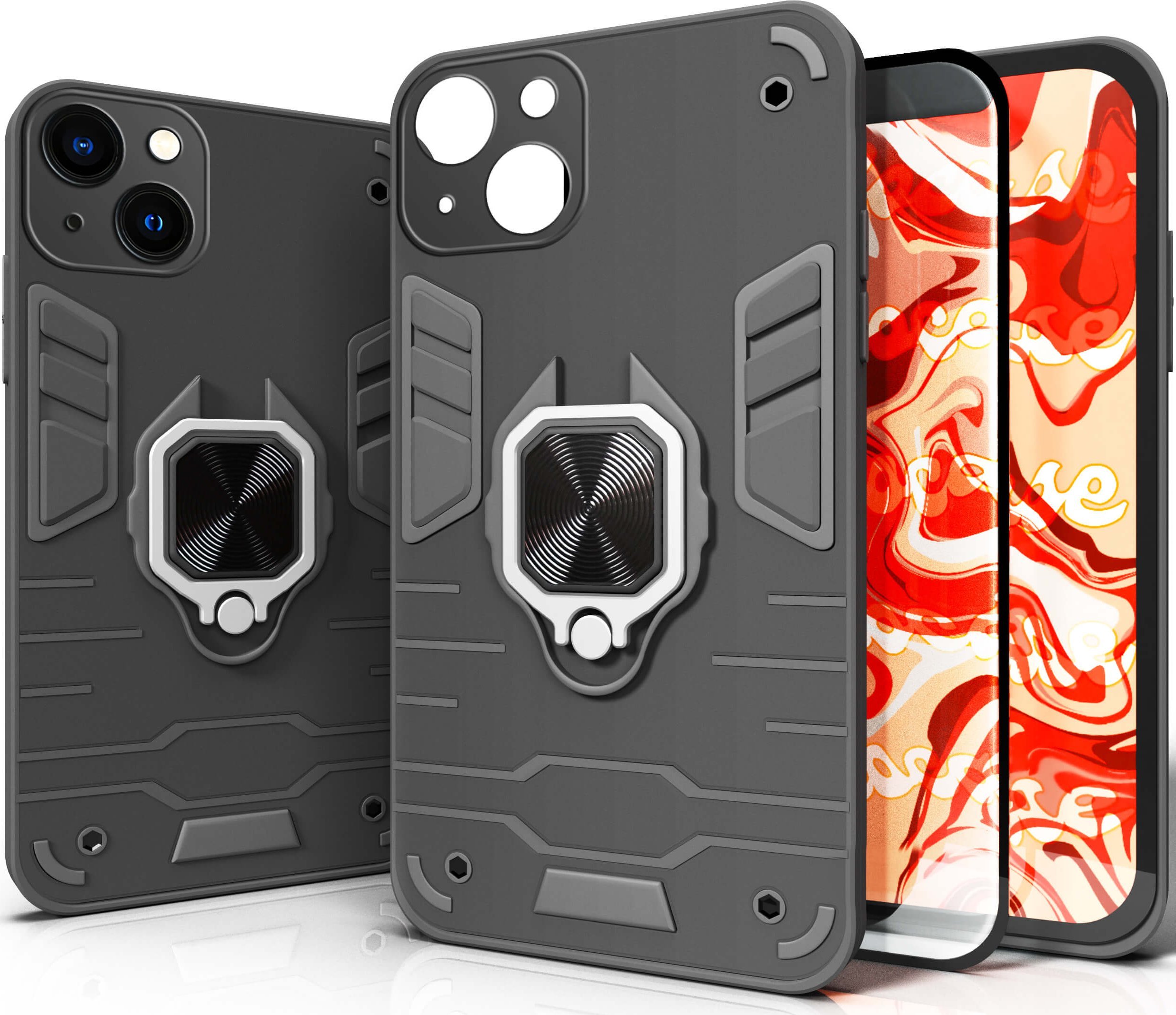 Hello Case ETUI PANCERNE DO IPHONE 14 PLUS CZARNE OBUDOWA ARMOR HOLDER RING SZKŁO