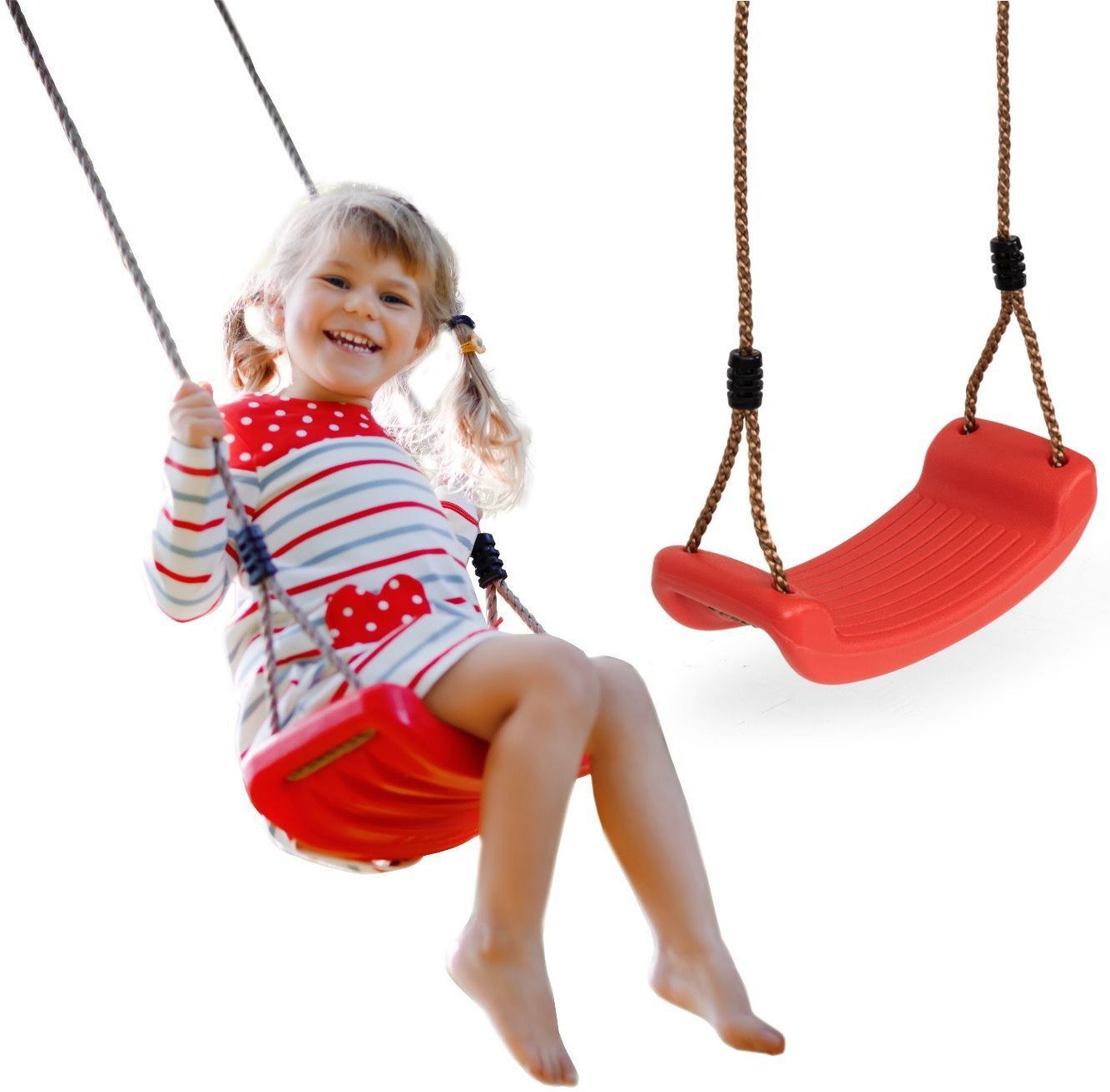 Wisząca ogrodowa huśtawka dla dzieci ławeczka deska czerwona