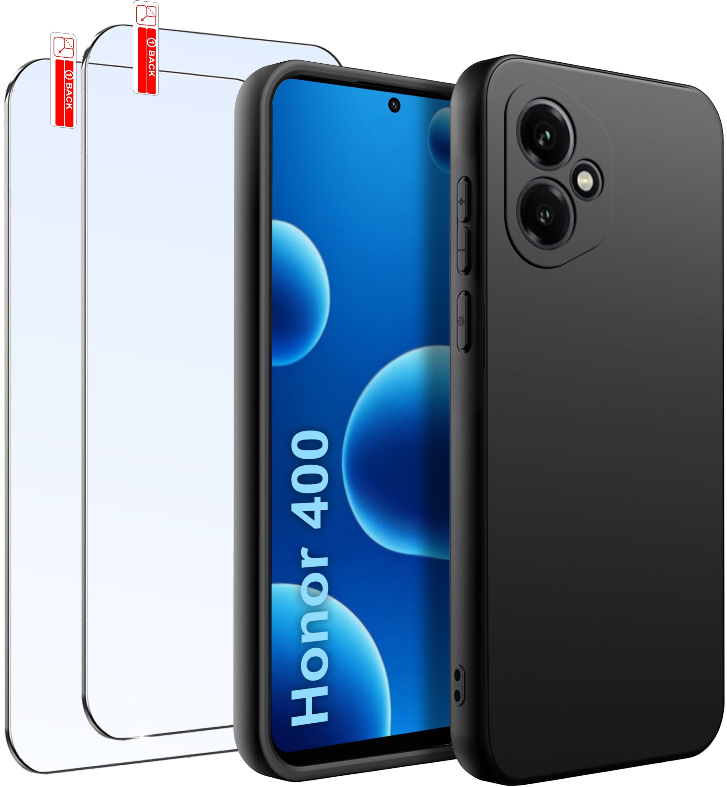 ZESTAW Etui do Honor 400 Matowe Czarne Silikon Slim + 2 SZTUKI SZKŁO 9H
