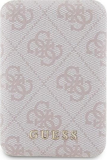Powerbank Guess Guess Powerbank indukcyjny 15W GUPB5FP4EMGP 5000mAh różowy/pink 4G Leather Metal Logo MagSafe