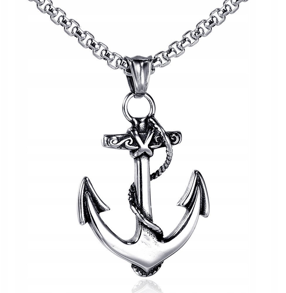 NASZYJNIK Srebrny Stal KOTWICA MARYNAŻ RYBAK 367
