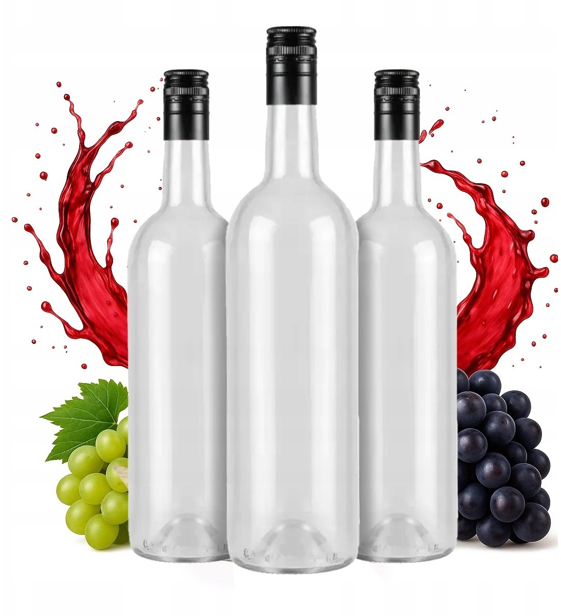 10X Butelka DO WINA 750ml BEZBARWNA butelki na wino 0,75l z zakrętką