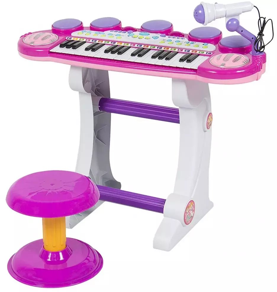 Keyboard Pianinko Organy dla dzieci z mikrofonem i perkusją + stołek