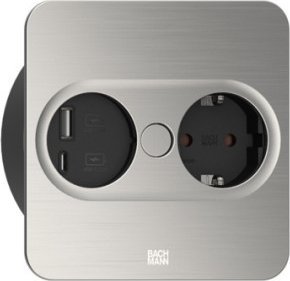 Bachmann BACHMANN TWIST 2 1xCEE7/3 1xUSB A/C 22W 2.0m AEH stal nierdzewna wygląd kątowy