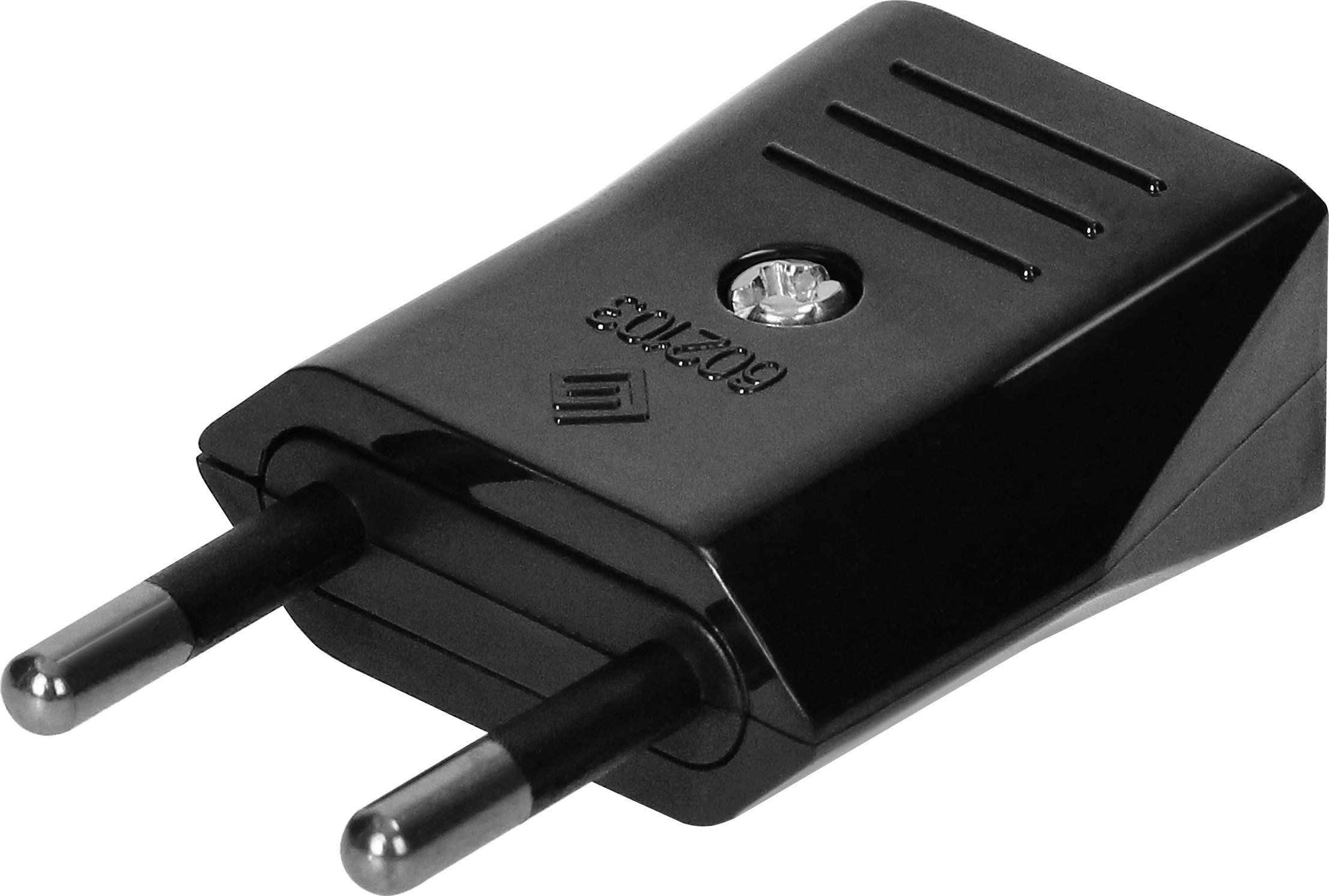 Orno Czarna płaska wtyczka bez uziemienia, 2,5A, 250V