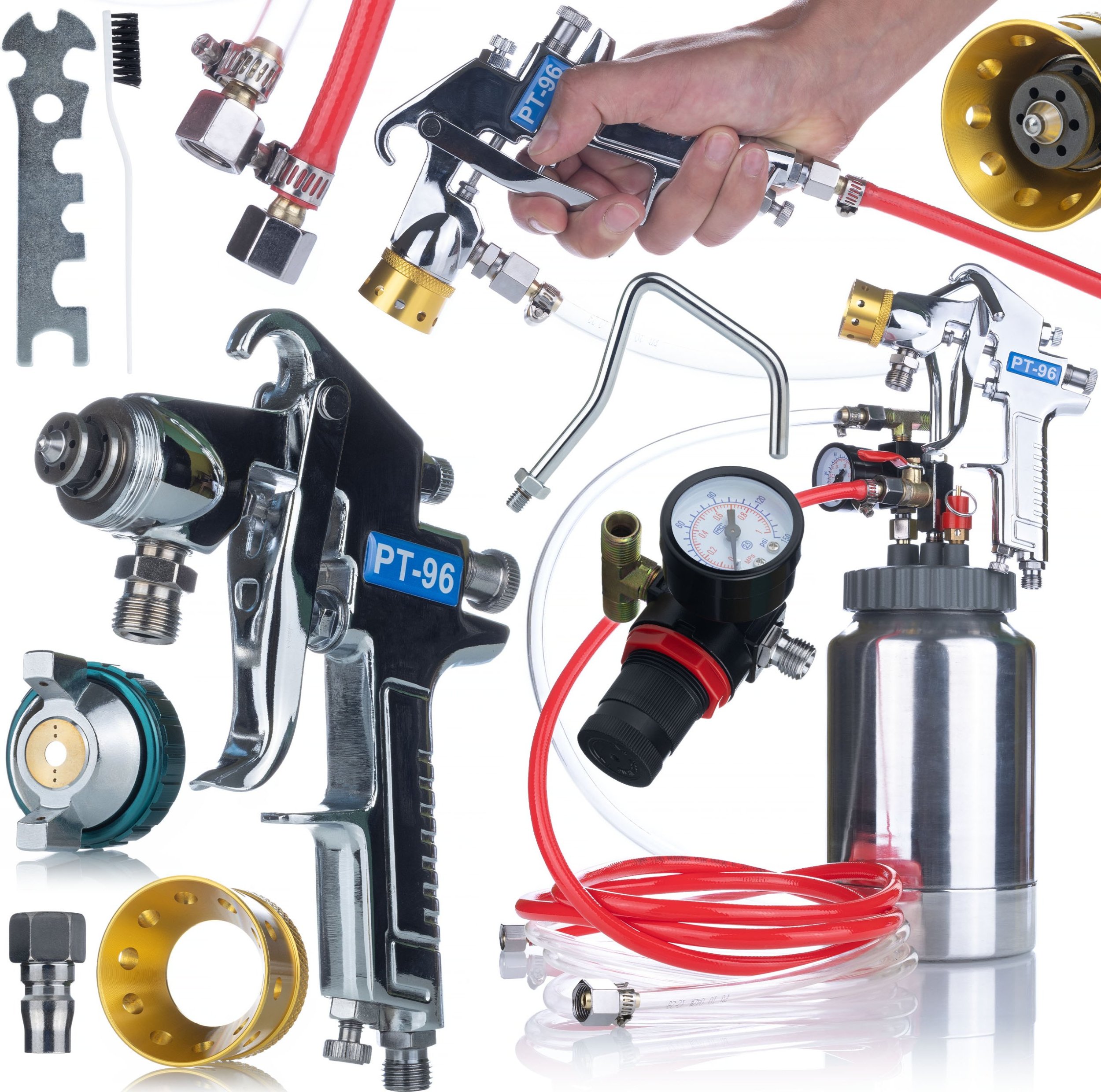 Rosfix AGREGAT MALARSKI DO MALOWANIA PISTOLET NATRYSKOWY PNEUMATYCZNY ZBIORNIK 2L