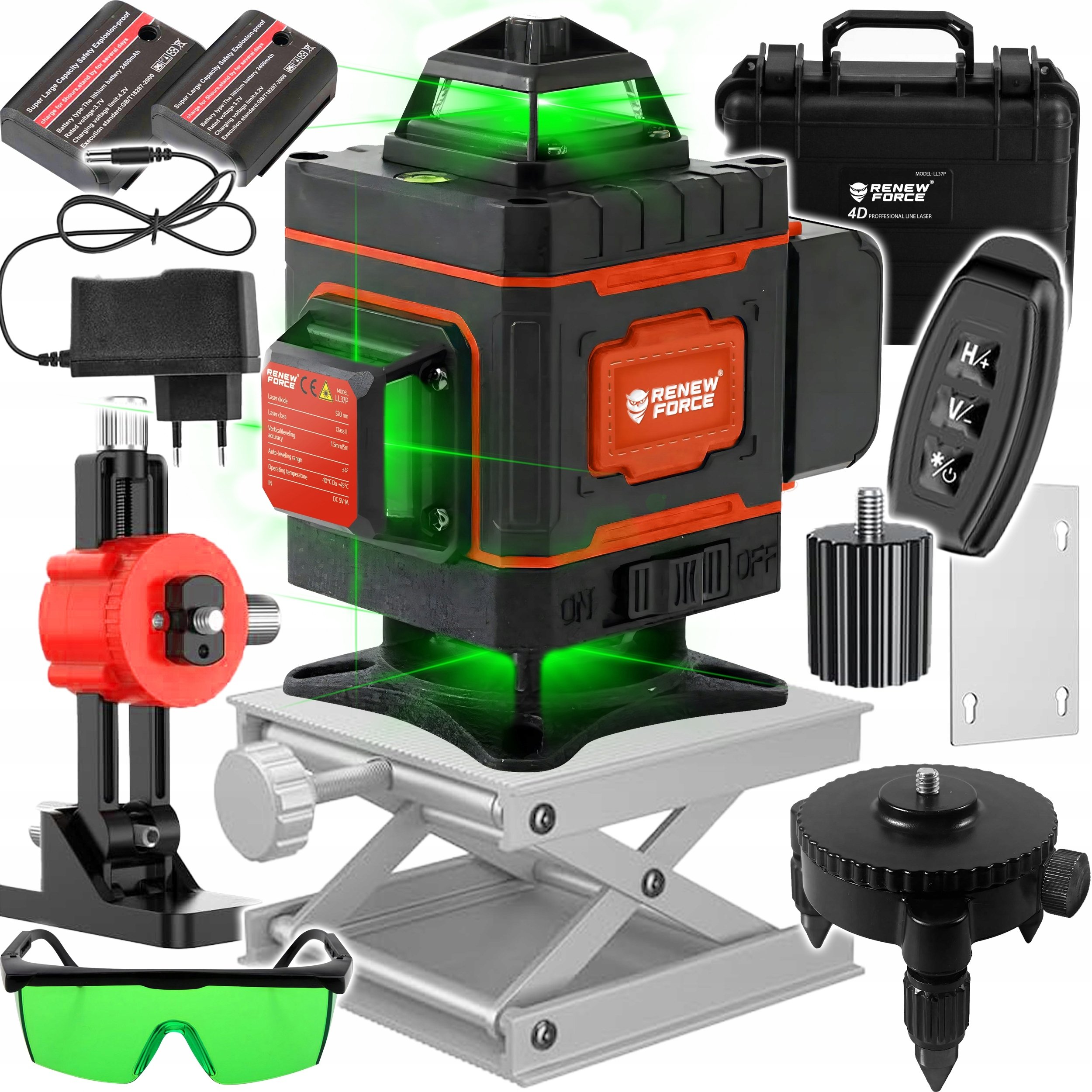 Renew Force KRZYŻOWY 360 stopni 16 linii POZIOMICA LASEROWA PŁASZCZYZNOWA PILOT