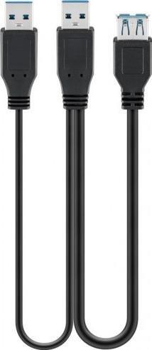 Kabel USB Goobay USB-A - 2x USB-A 0.3 m Czarny (RB95749)