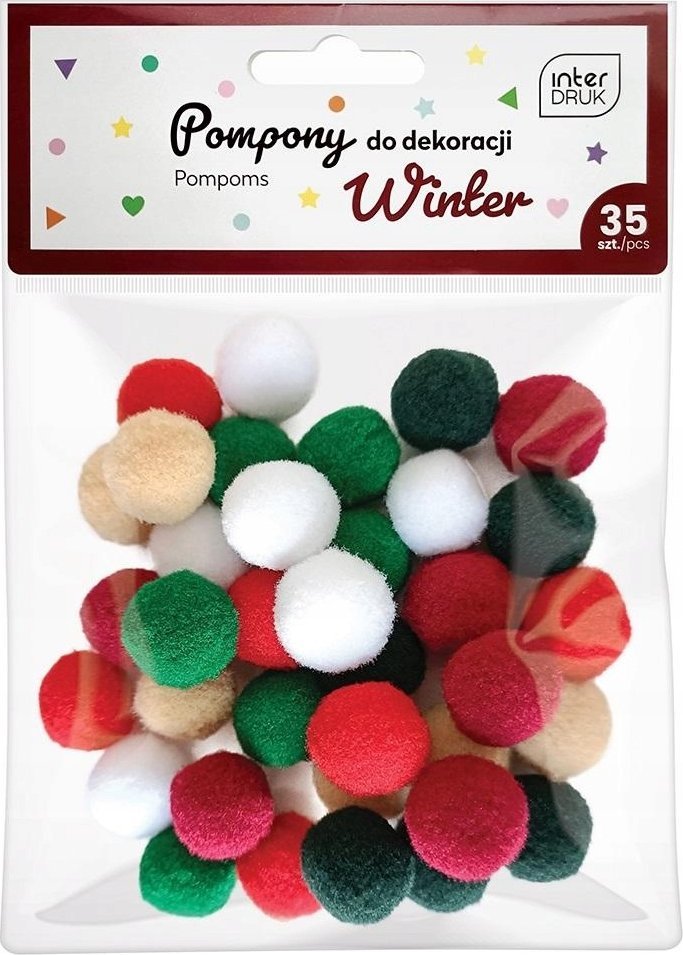Pompony do dekoracji 35 sztuk Winter