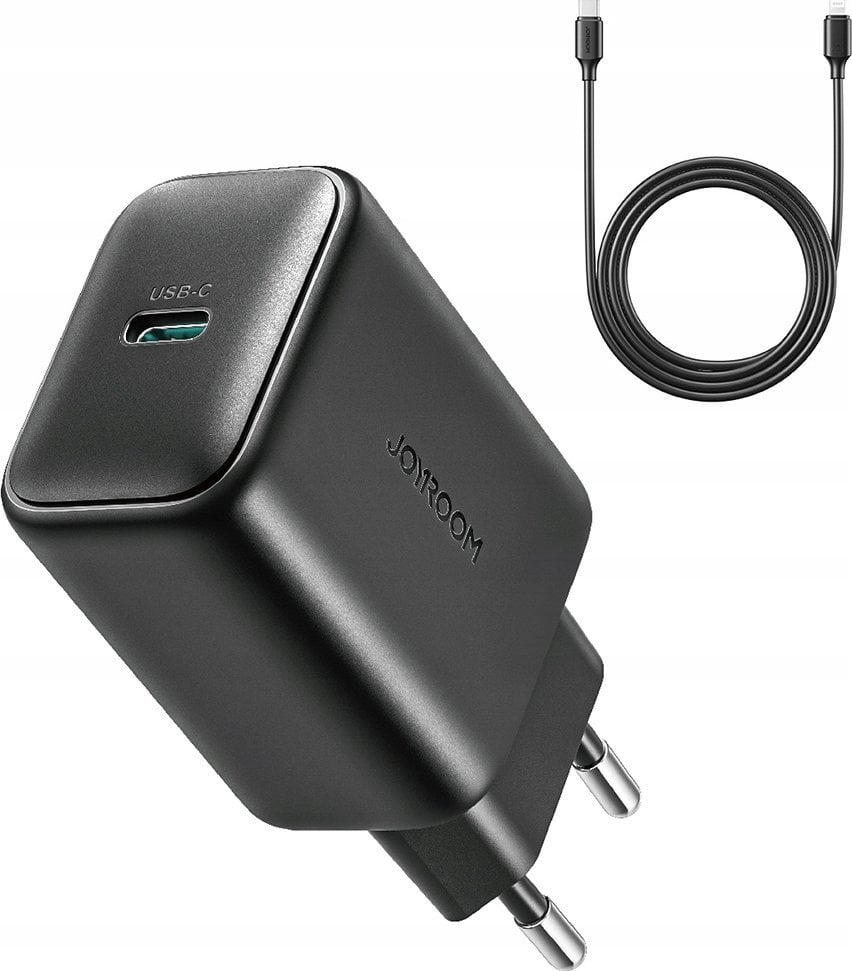 Ładowarka Joyroom Ładowarka Joyroom JR-TCF23 sieciowa USB-C 25W SFC / PPS / PD - czarna + kabel USB-C / USB-C 1m