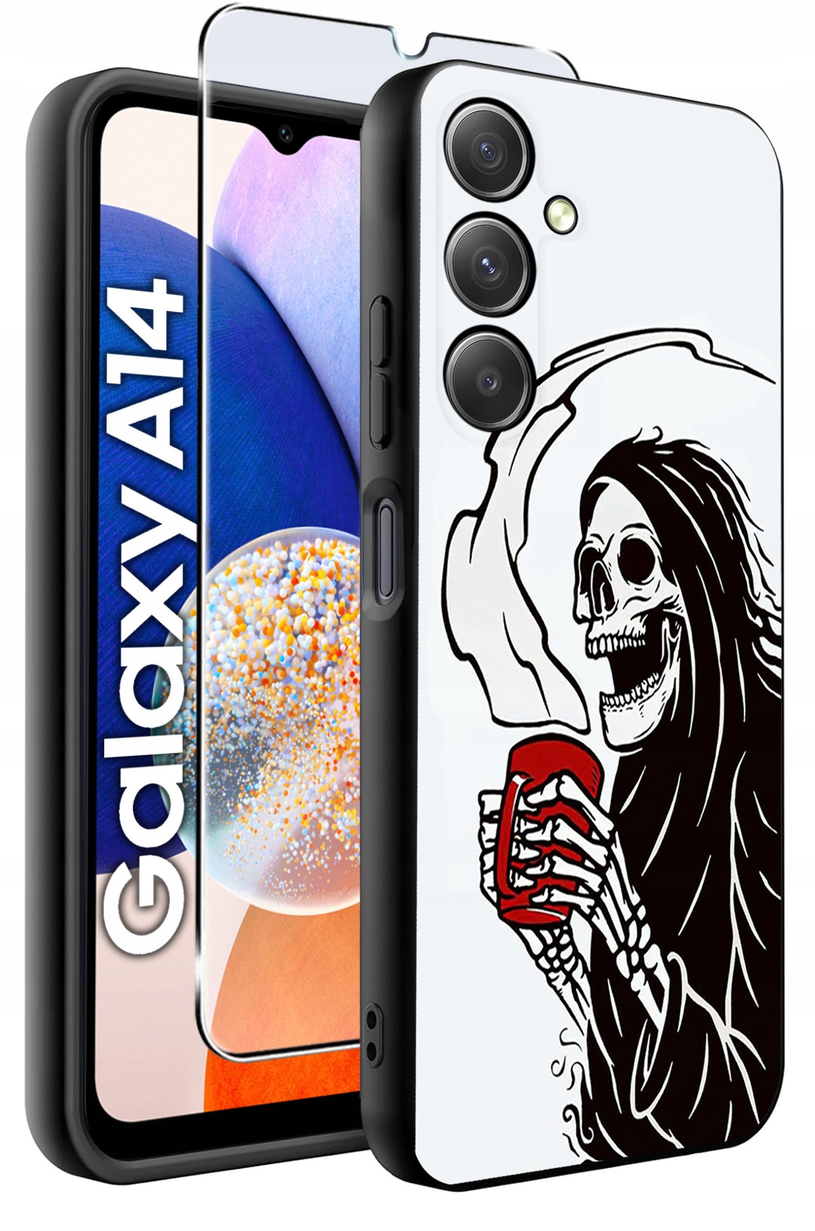 ETUI do Samsung A14 5G WZORY | SILIKONOWE MATT CASE + SZKŁO HARTOWANE 9H