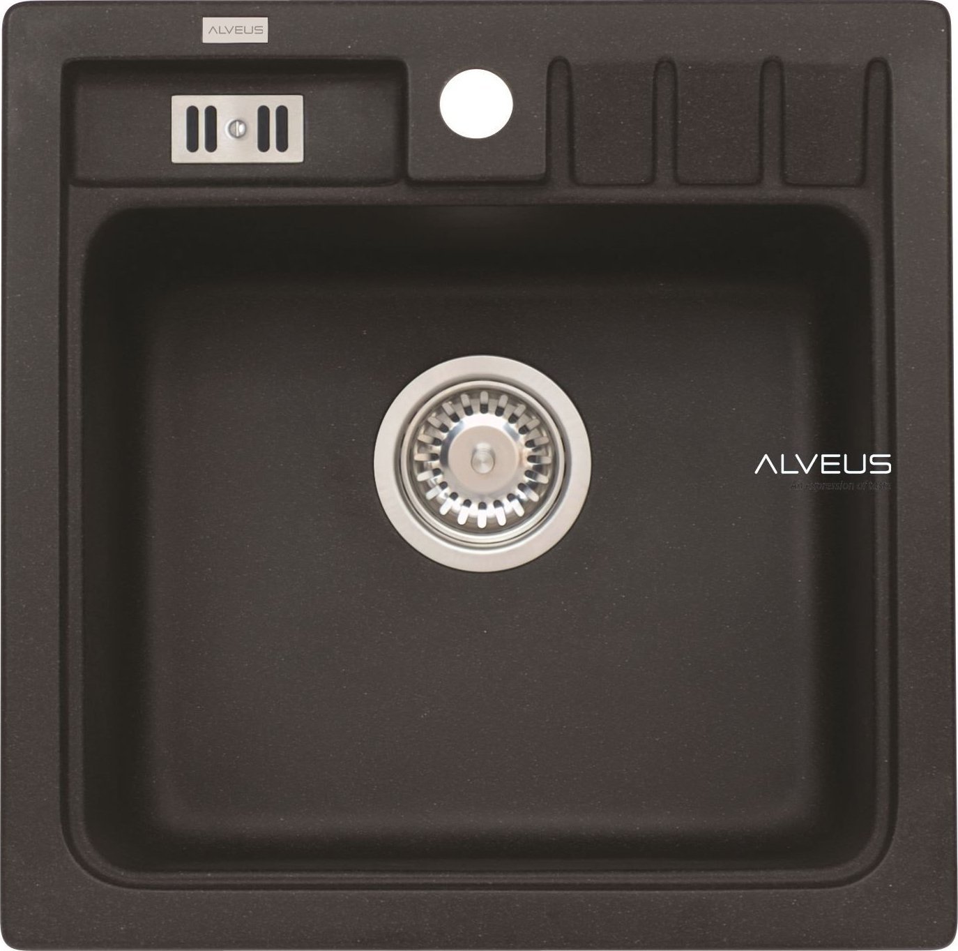 Alveus Alveus NIAGARA 20 kol. 91 czarny (46,5x46,5) Granital zlew 1kom. z syfonem manualnym