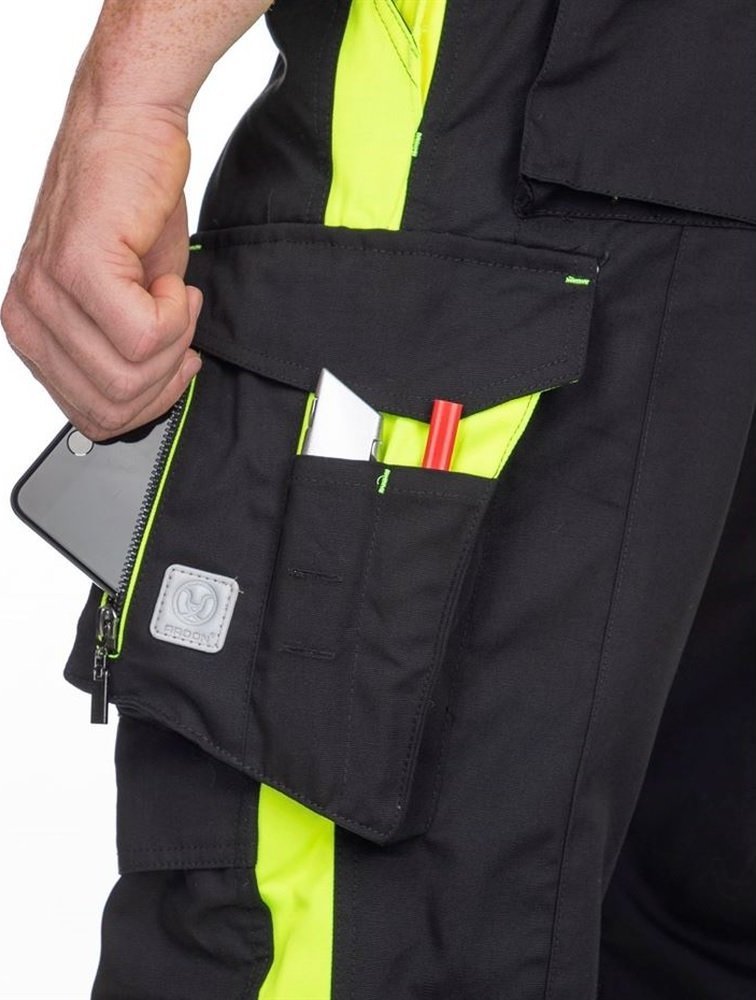 Ardon NEON spodnie do pasa - dopracowana sylwetka, wielofunkcyjna kieszeń miechowa na boku, kieszeń komórka 5,6 - żółty 3XL