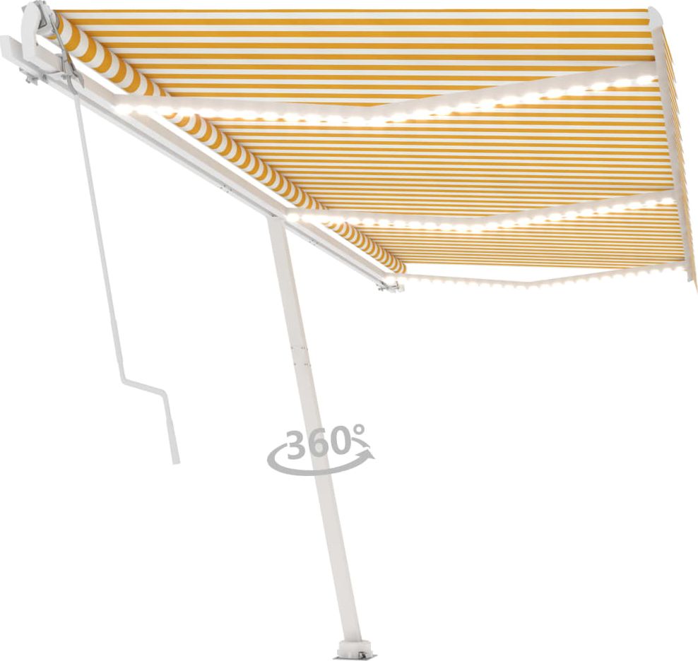 vidaXL Automatycznie zwijana markiza, LED i czujnik wiatru, 600x350 cm