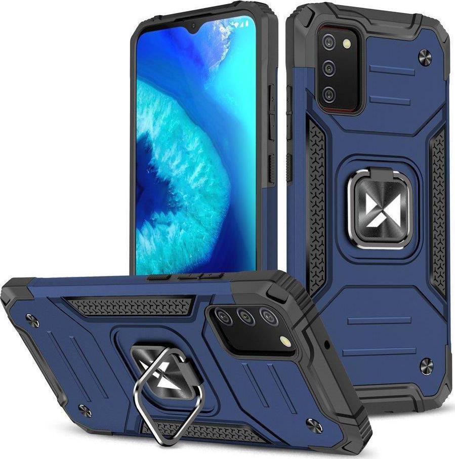 Wozinsky Wozinsky Ring Armor pancerne hybrydowe etui pokrowiec + magnetyczny uchwyt Samsung Galaxy A03s niebieski