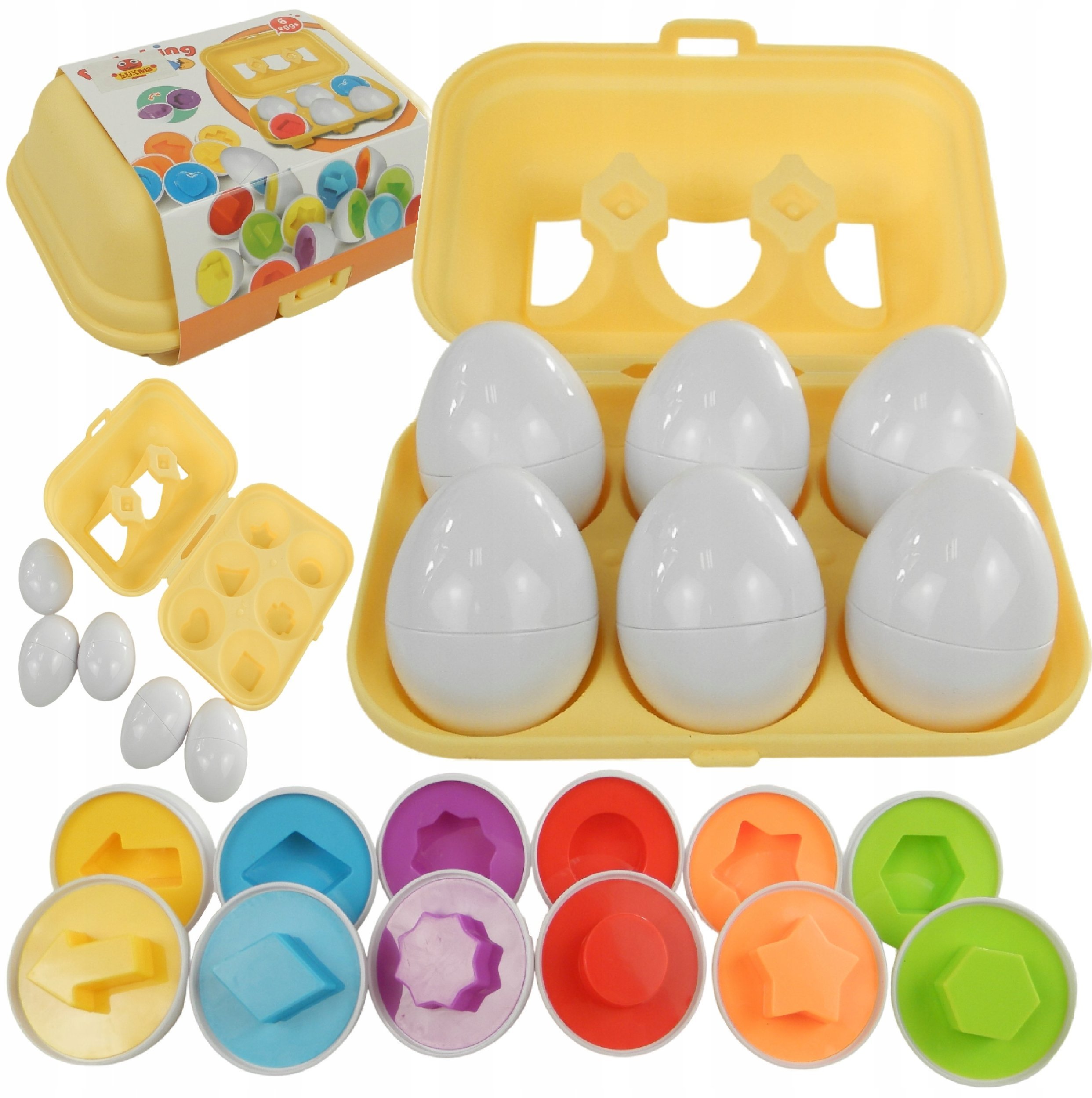 Układanka sorter jajka Montessori kolory DF24B