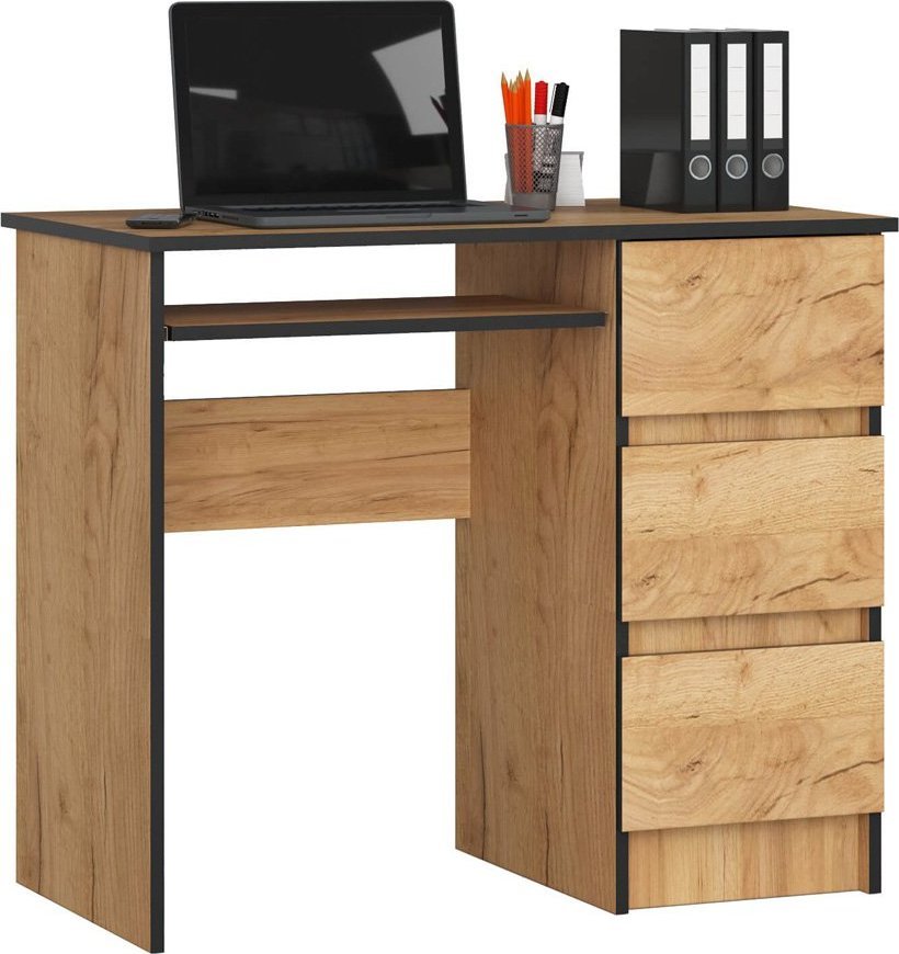 Elior Skandynawskie biurko z półkami Miren 4X - dąb craft