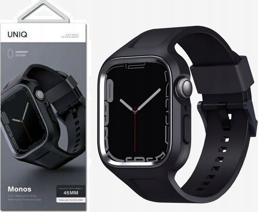 Pasek + etui UNIQ Monos 2in1 Apple Watch 4/5/6/7/8/9/SE 44/45mm czarny/midnight black