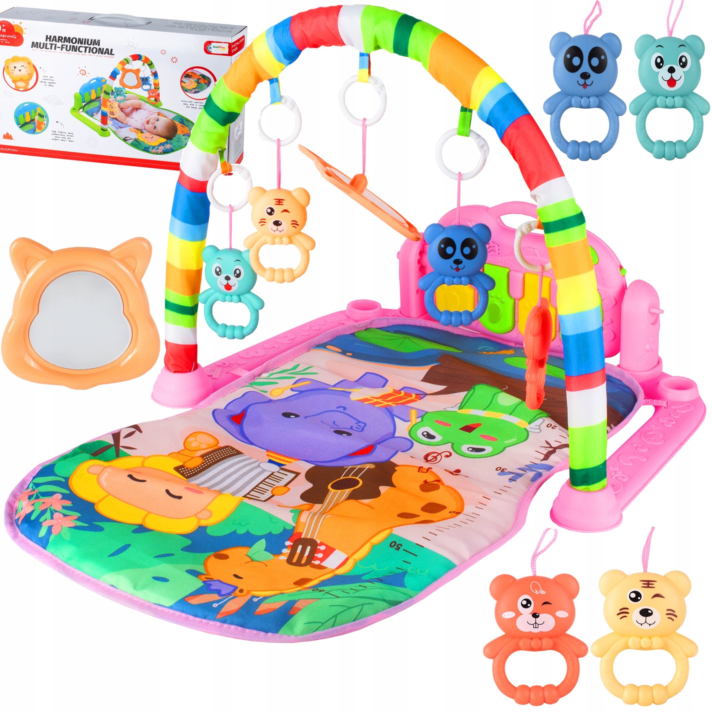 Mata edukacyjna Z Pianinkiem i Grzechotkami Harmonijka