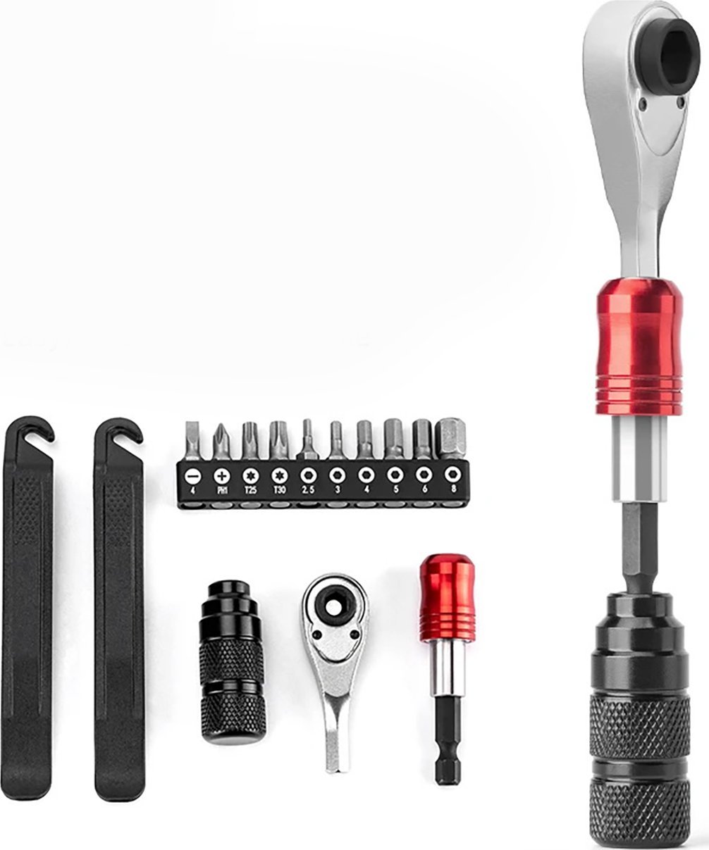 Zestaw narzędzi do naprawiania rowerów wymiany dętek i opon - czarny Zestaw narzędzi do naprawiania rowerów wymiany dętek i opon - czarny