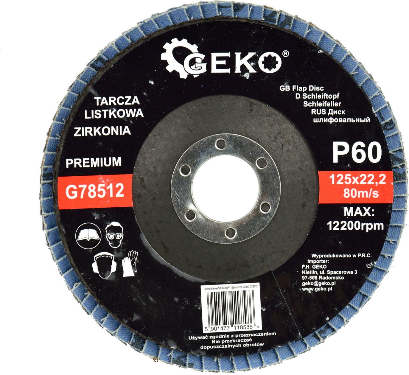 Geko Tarcza listkowa"CYRKON" 125mm P60 GEKO PREMIUM(10/200)