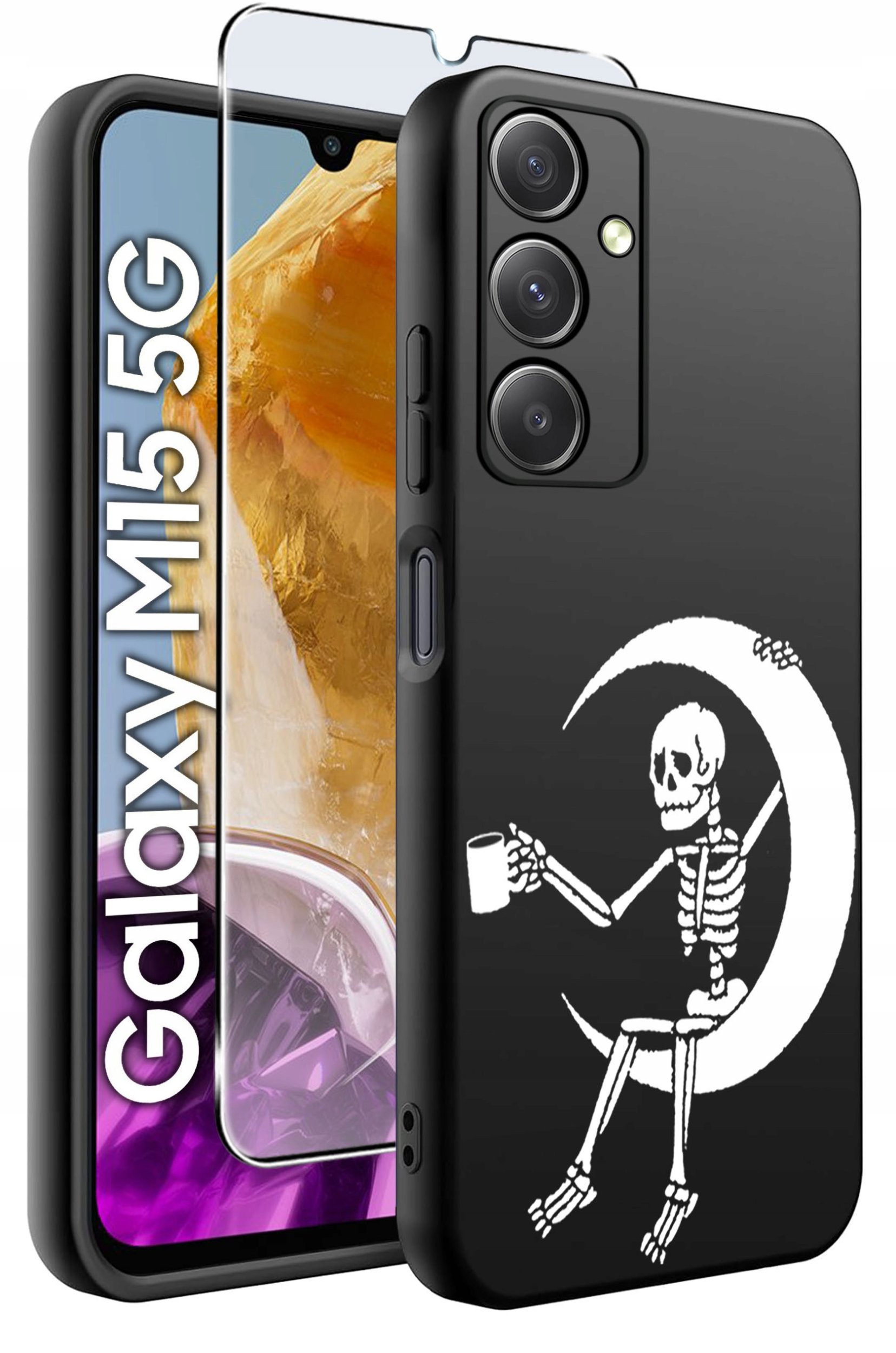 ETUI do Samsung M15 5G WZORY | SILIKONOWE MATT CASE + SZKŁO HARTOWANE 9H