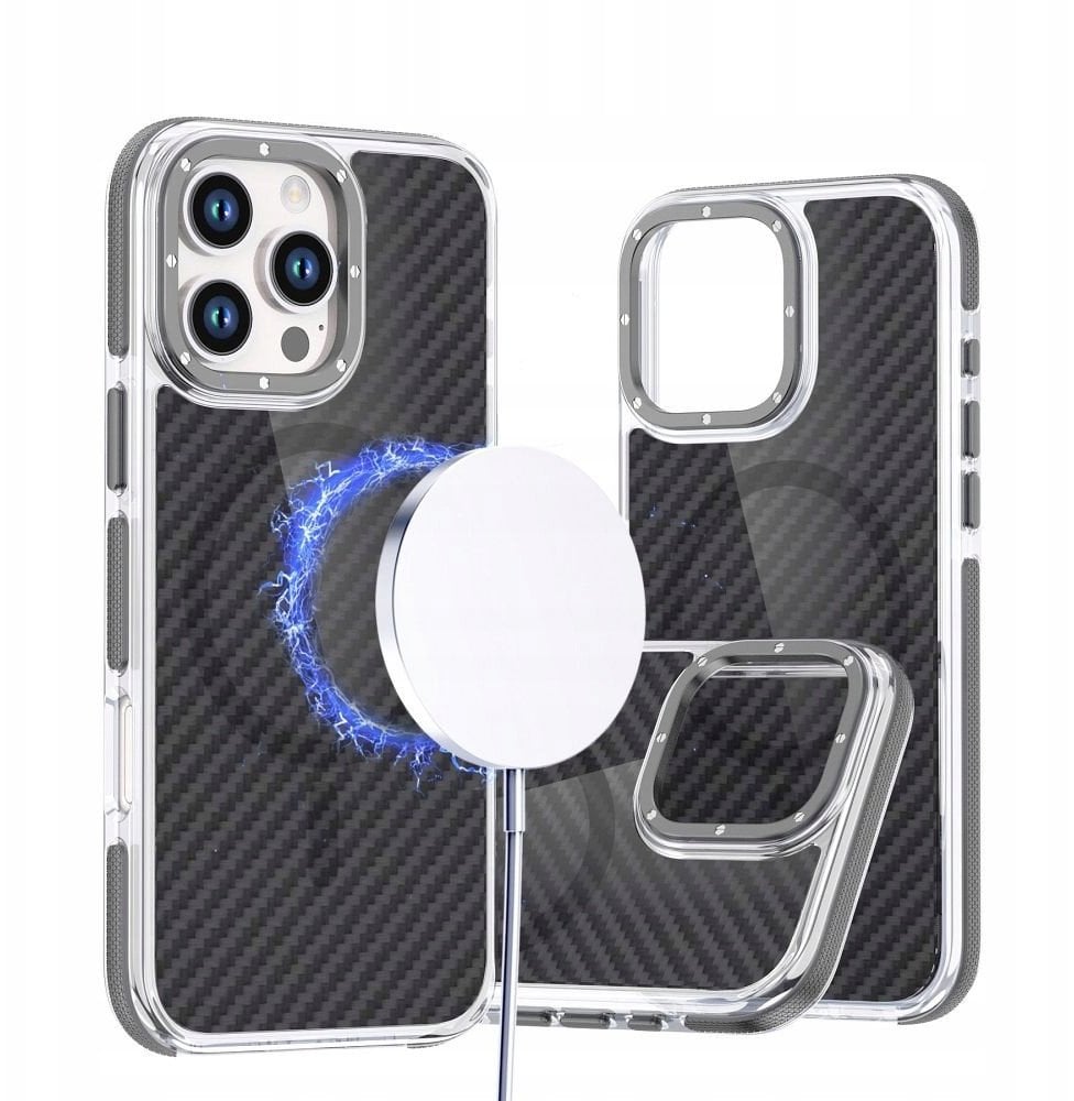 Futerał FIBER kompatybilny z MagSafe do IPHONE 17 PRO MAX szary