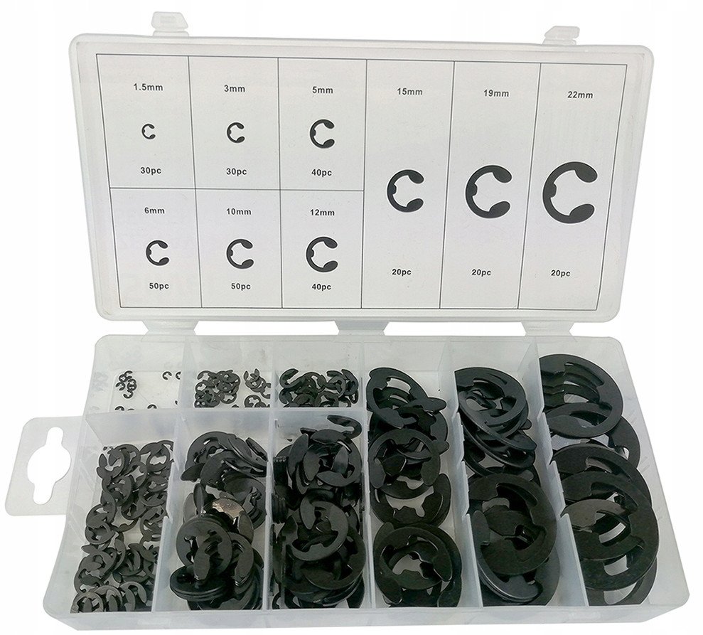 Zestaw pierścieni Segera E-clip 300 szt. 9 rozmiarów + organizer