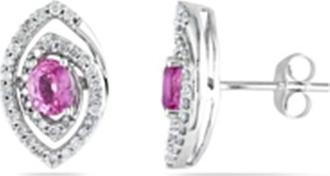 Srebro i Kamienie Srebrne kolczyki z różową cyrkonią