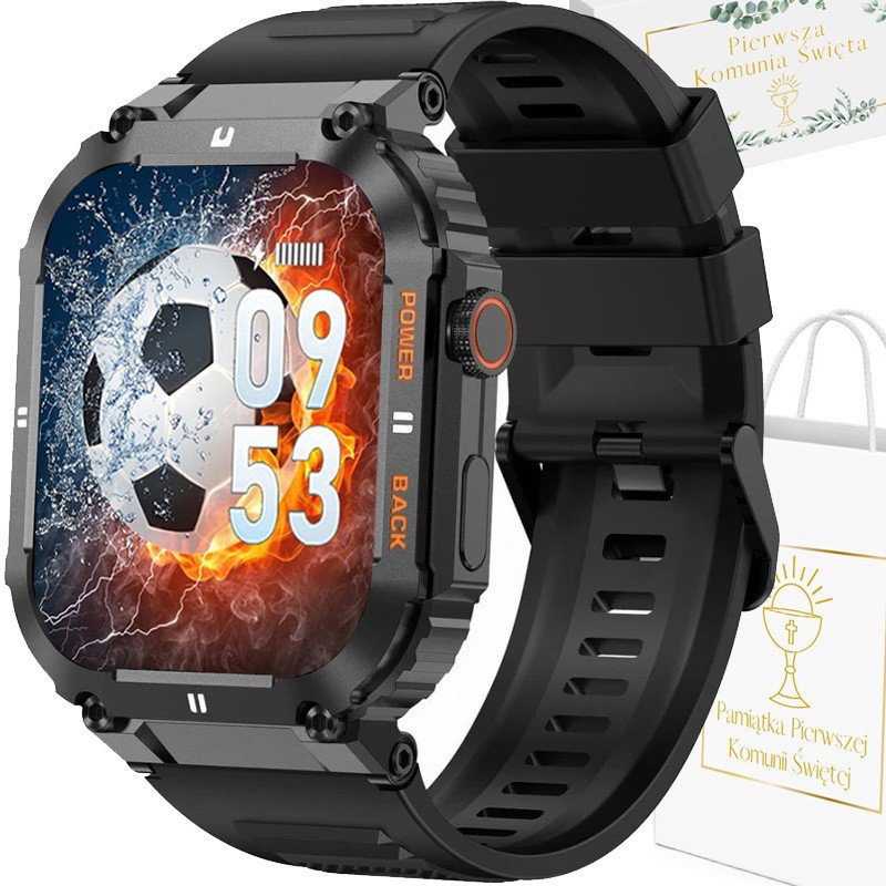 Zegarek chłopięcy KOMUNIA SMARTWATCH GRAVITY LUTON GT6-1 czarny/gumowy czarny