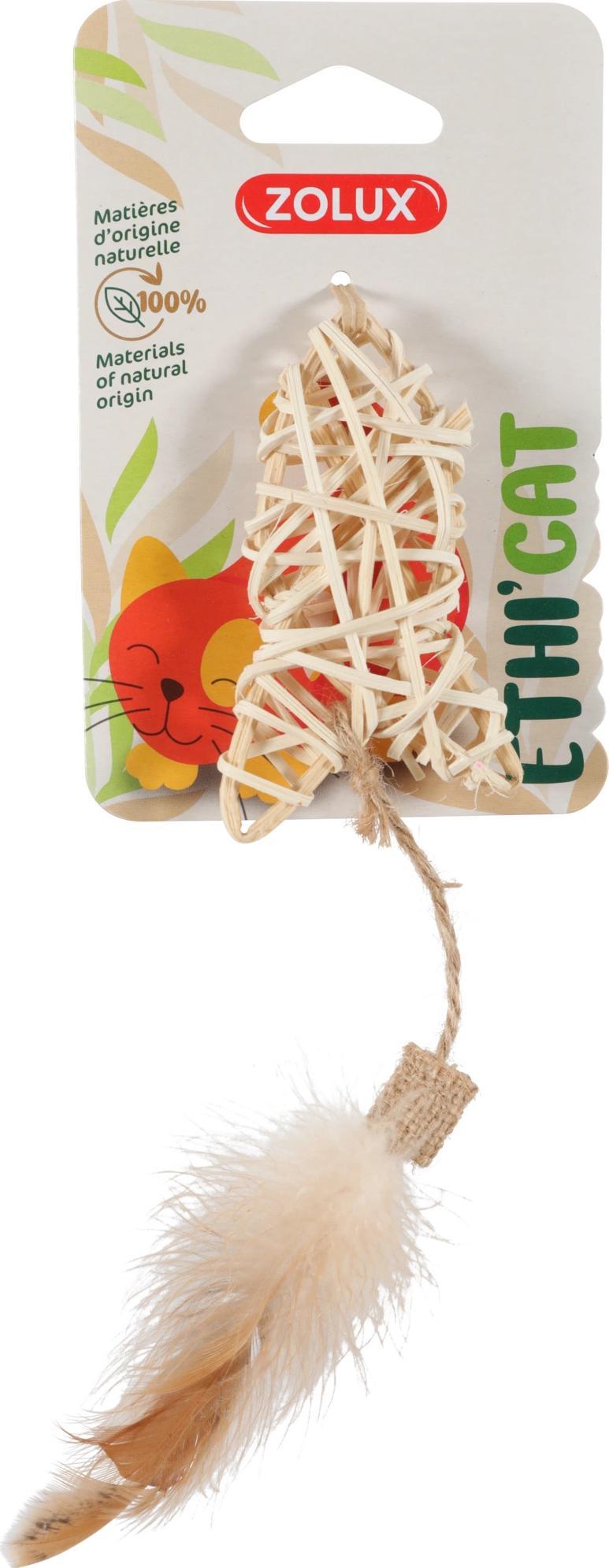 Zolux ZOLUX Zabawka dla kota ETHICAT ryba z rattanu i piórka