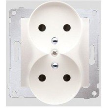 Kontakt-Simon Gniazdo podwójne z/u i przesłonami 16A 230V kremowe - DGZ2MZN.01/41