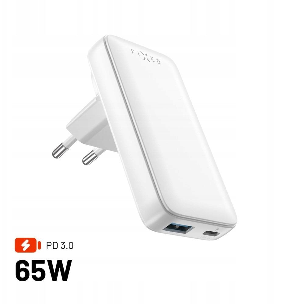 FIXED Slim GaN Travel Charger - ładowarka GaN USB-A/USB-C 65W biała - Gwarancja bezpieczeństwa. Proste raty. Bezpłatna wysyłka od 170 zł.