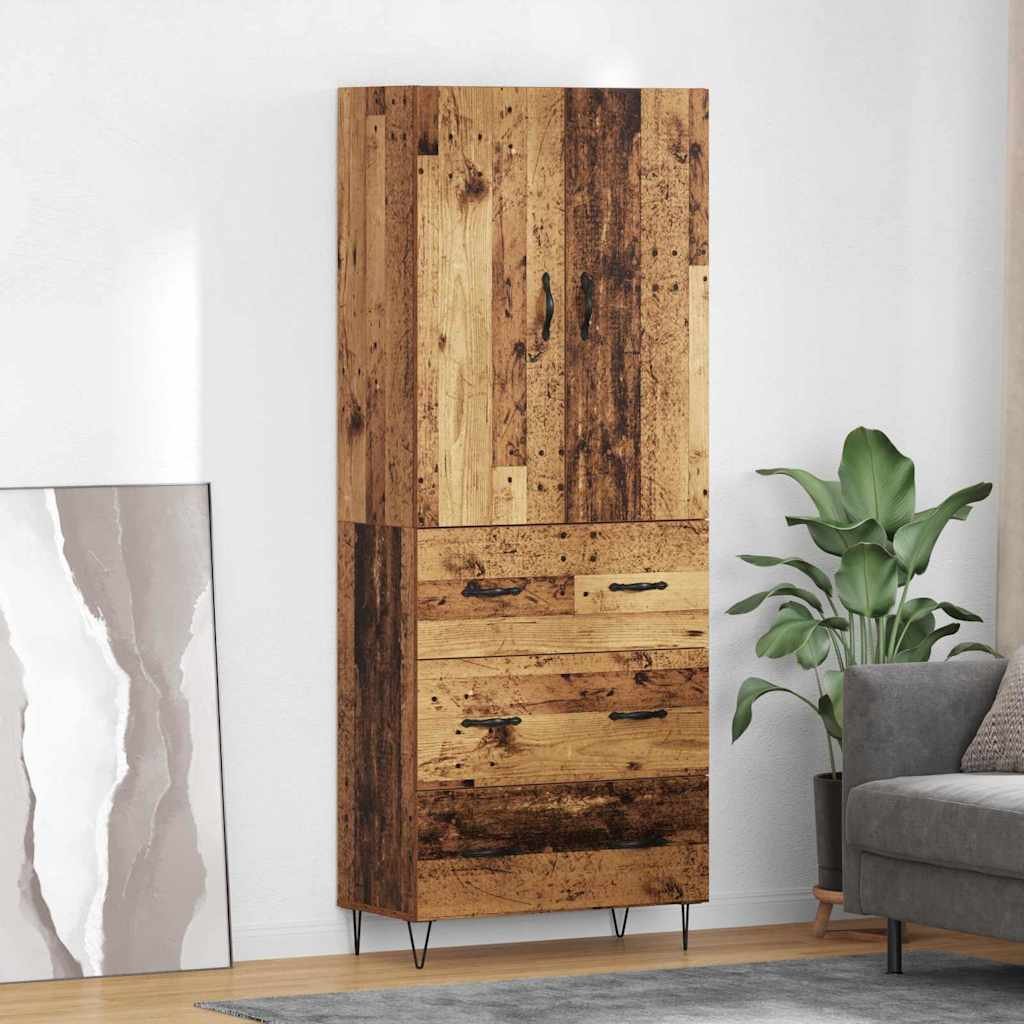 vidaXL Highboard 2 pcs Stare drewno Drewno inżynieryjne i szkło