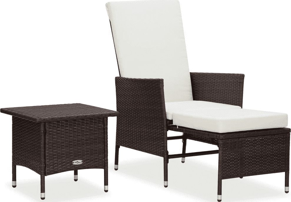 vidaXL VidaXL 2-cz. zestaw wypoczynkowy do ogrodu, poduszki, rattan PE, brąz