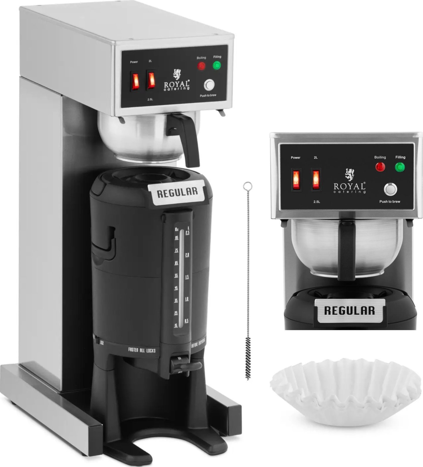 Royal Catering Ekspres do kawy przelewowy z pojemnikiem termicznym z kranem 2.5 l 1900 W Ekspres do kawy przelewowy z pojemnikiem termicznym z kranem