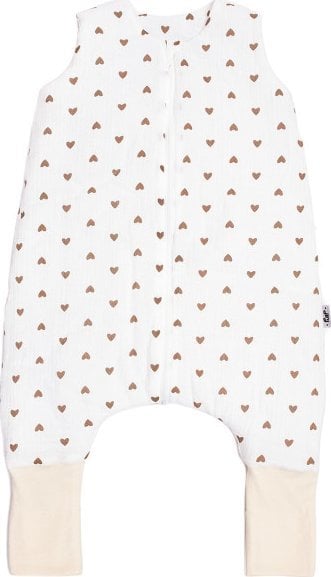 PULP BAMBOO Śpiworek Muślinowy letni z nogawkami- Serduszka 0,5 TOG od 1 roku do 2,5lat