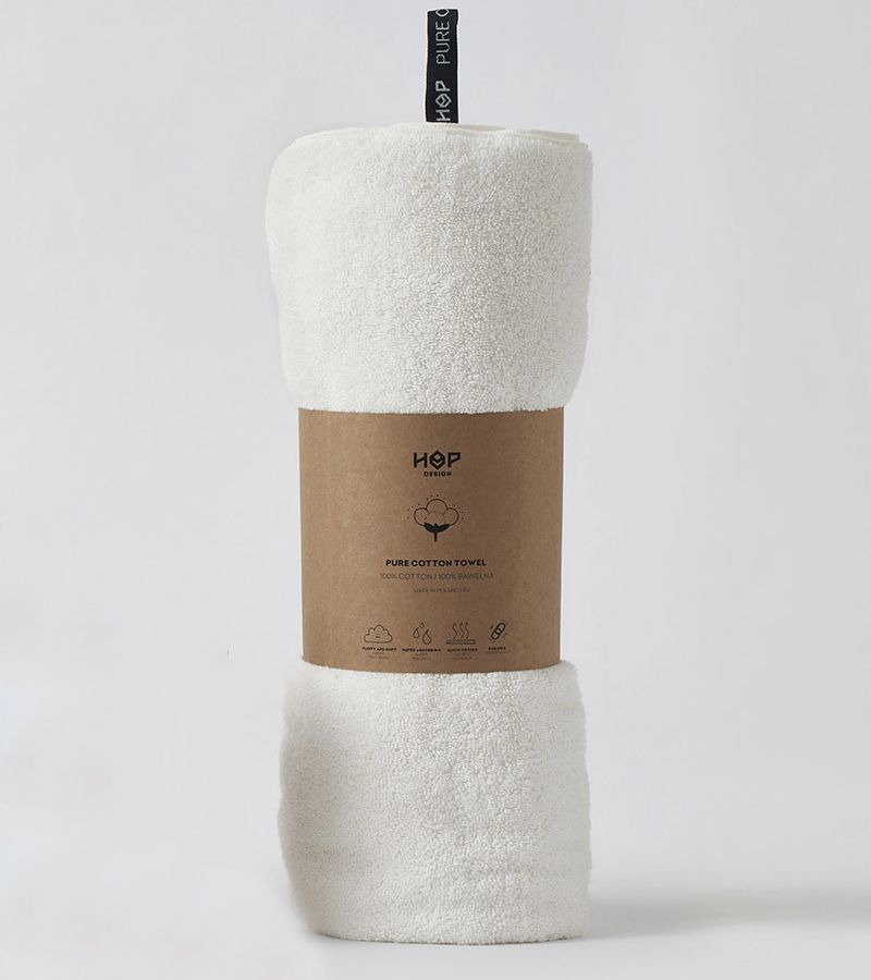 HOP DESIGN Ręcznik bawełniany HOP, biały 90x150